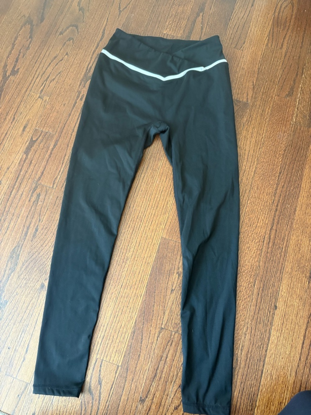 Women’s' Black Athletic Leggings with Contrast Waist Trim